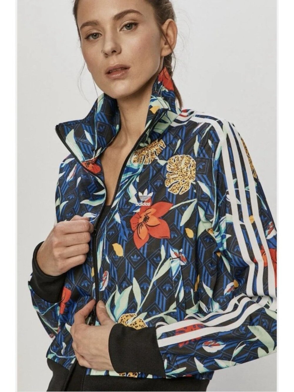 Adidas HER Studio London Floral Track Jacket Women’s M Multicolor 3-Stripe Zip